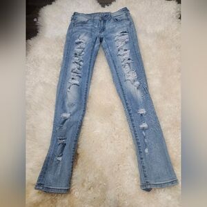 American Eagle Outfitters Light Blue Distressed Super Stretch Jeans Size 2